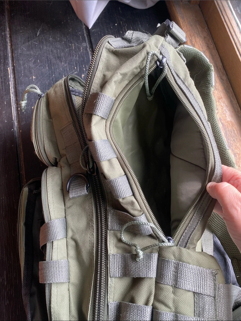 Olive Tactical Sling Backpack with MOLLE Webbing
